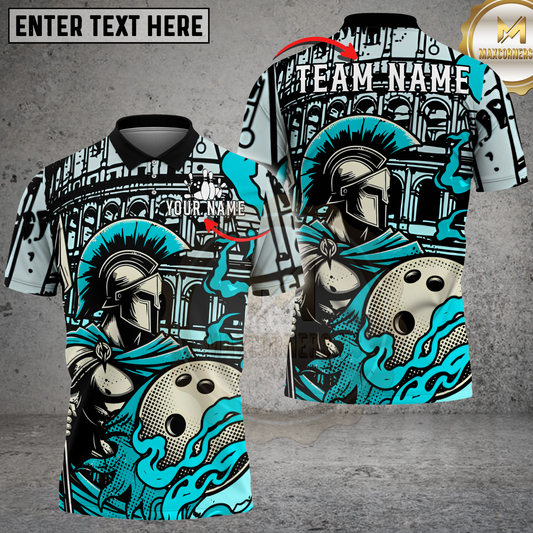 Maxcorners Spartan Bowling Shirt Roman Warrior Flame Art Multicolor Options Personalized Name, Team Name 3D Shirt (4 Colors)