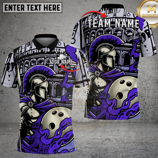 Maxcorners Spartan Bowling Shirt Roman Warrior Flame Art Multicolor Options Personalized Name, Team Name 3D Shirt (4 Colors)
