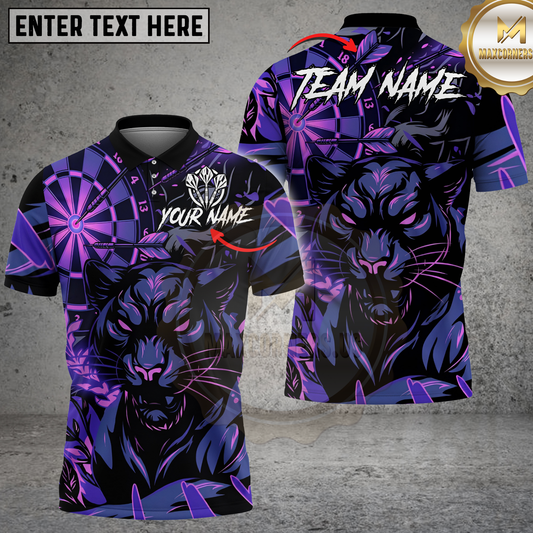 Maxcorners Black Panther Neon Dartboard Multicolor Options Personalized Name, Team Name 3D Shirt (4 Colors)