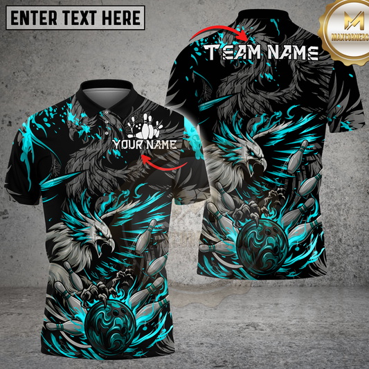 Maxcorners Phoenix Bowling Flame Graphic Multicolor Options Personalized Name, Team Name 3D Shirt (4 Colors)
