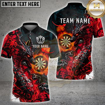 Maxcorners Darts Fire Dragon Graffiti Lightning Personalized Name, Team Name 3D Shirt (4 Colors)