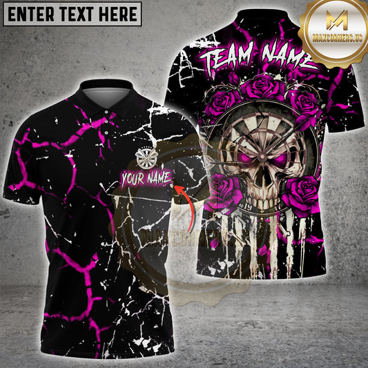 Maxcorners Skull Darts Marble Gothic Roses Multi Options Personalized Name, Team Name Unisex 3D Shirt (4 Colors)