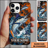 Maxcorners Fishing Orange Grunge and Fishing Rod Design Personalized Name Phone Case (12 Fish Species)