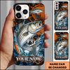 Maxcorners Fishing Orange Grunge and Fishing Rod Design Personalized Name Phone Case (12 Fish Species)
