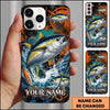 Maxcorners Fishing Orange Grunge and Fishing Rod Design Personalized Name Phone Case (12 Fish Species)