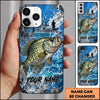 Maxcorners Fishing Blue Ocean and Fishing Boat Design Personalized Name Phone Case (12 Fish Species)