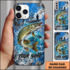 Maxcorners Fishing Blue Ocean and Fishing Boat Design Personalized Name Phone Case (12 Fish Species)