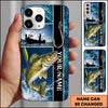 Maxcorners Fishing Hook and Ocean Collage Design Personalized Name Phone Case (12 Fish Species)