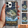 Maxcorners Fishing American Flag Design Personalized Name Phone Case (12 Fish Species)