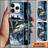 Maxcorners Fishing Hook and Ocean Collage Design Personalized Name Phone Case (12 Fish Species)