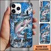 Maxcorners Fishing Blue Ocean and Fishing Boat Design Personalized Name Phone Case (12 Fish Species)