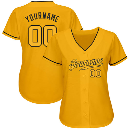 Maxcorners Custom Gold Gold-Black Authentic Baseball Jersey LM2605