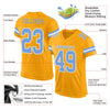 Maxcorners Custom Gold Light Blue-White Mesh Authentic Football Jersey LM2605