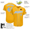 Maxcorners Custom Gold Light Blue-White Authentic Baseball Jersey LM2605