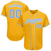 Maxcorners Custom Gold Light Blue-White Authentic Baseball Jersey LM2605