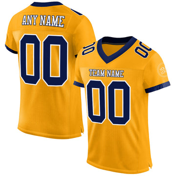 Maxcorners Custom Gold Navy-White Mesh Authentic Football Jersey LM2605