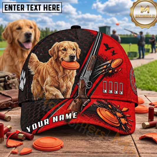 Maxcorners Red Black Labrador Shotgun Clay Target Trap Shooting Personalized Name 3D Cap
