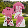 Maxcorners Pink White I Hate Golf I Love Golf Funny Quote Personalized Name 3D Golf Shirt and Skirt