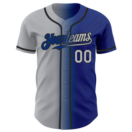 Maxcorners Custom Royal Gray-Black Authentic Gradient Fashion Baseball Jersey LM2605