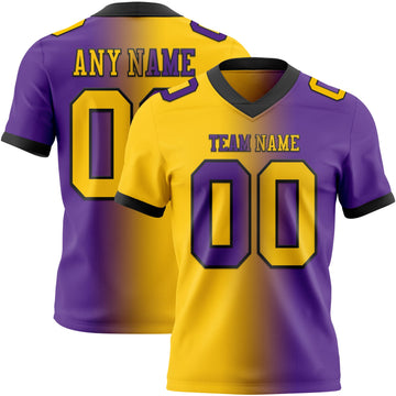 Maxcorners Custom Purple Yellow-Black Authentic Gradient Fashion Football Jersey LM2605