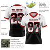 Maxcorners Custom White Black-Red Authentic Gradient Square Shape 7V7 Flag Football Jersey LM2605