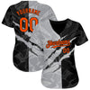 Maxcorners Custom Graffiti Pattern Orange Black-Gray 3D Scratch Authentic Baseball Jersey LM2605