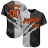 Maxcorners Custom Graffiti Pattern Orange Black-Gray 3D Scratch Authentic Baseball Jersey LM2605