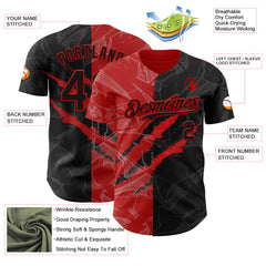 Maxcorners Custom Graffiti Pattern Black-Red 3D Scratch Premium Baseball Jersey LM0210