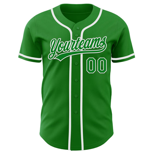 Maxcorners Custom Grass Green White Authentic Baseball Jersey LM2605