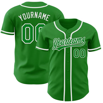 Maxcorners Custom Grass Green White Authentic Baseball Jersey LM2605