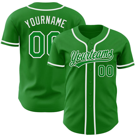 Maxcorners Custom Grass Green White Authentic Baseball Jersey LM2605