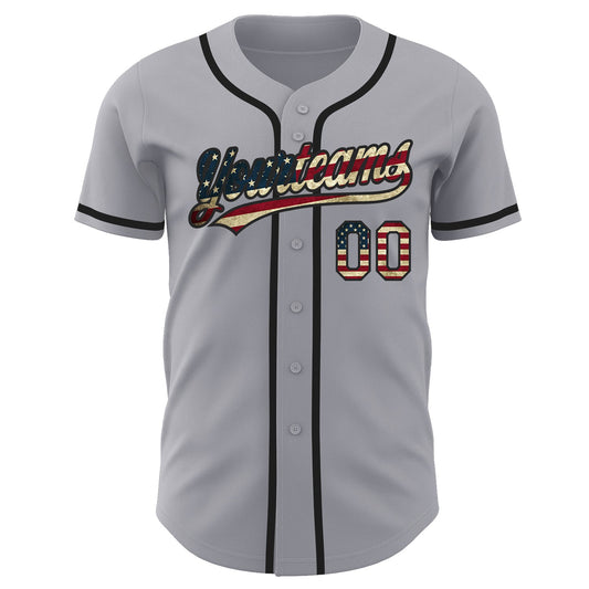 Maxcorners Custom Red Vintage USA Flag-Cream Premium Baseball Jersey LM0210