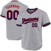 Maxcorners Custom Gray Navy-Red Authentic Throwback Baseball Jersey LM2605