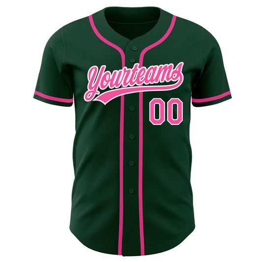 Maxcorners Custom Green Pink-White Authentic Baseball Jersey LM2605