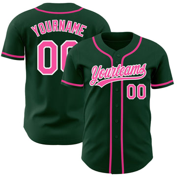 Maxcorners Custom Green Pink-White Authentic Baseball Jersey LM2605