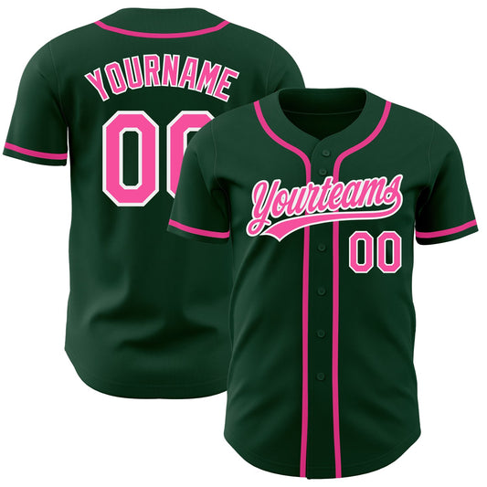 Maxcorners Custom Green Pink-White Authentic Baseball Jersey LM2605