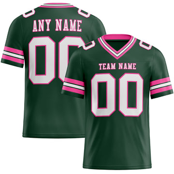 Maxcorners Custom Green White-Pink Authentic Football Jersey LM2605