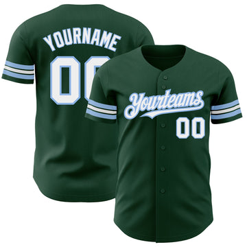 Maxcorners Custom Green White-Light Blue Authentic Baseball Jersey LM2605