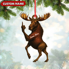Maxcorners Personalized Funny Moose Acrylic Christmas Ornament And Keychain- Custom Decoration Holiday Gift for Hunters 2D Flat
