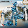 Maxcorners Fishing Blue Camouflage Water Splash Sun Protection Personalized Name, Team Name Long Sleeve Shirt