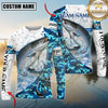 Maxcorners Fishing Blue Camouflage Water Splash Sun Protection Personalized Name, Team Name Long Sleeve Shirt