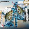 Maxcorners Fishing Blue Camouflage Water Splash Sun Protection Personalized Name, Team Name Long Sleeve Shirt