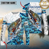 Maxcorners Fishing Blue Camouflage Water Splash Sun Protection Personalized Name, Team Name Long Sleeve Shirt