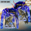 Maxcorners Fishing Ocean Splash Design Sun Protection Personalized Name, Team Name Long Sleeve Shirt