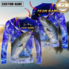 Maxcorners Fishing Ocean Splash Design Sun Protection Personalized Name, Team Name Long Sleeve Shirt