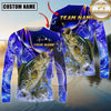 Maxcorners Fishing Ocean Splash Design Sun Protection Personalized Name, Team Name Long Sleeve Shirt