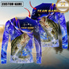 Maxcorners Fishing Ocean Splash Design Sun Protection Personalized Name, Team Name Long Sleeve Shirt