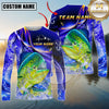Maxcorners Fishing Ocean Splash Design Sun Protection Personalized Name, Team Name Long Sleeve Shirt