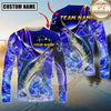 Maxcorners Fishing Ocean Splash Design Sun Protection Personalized Name, Team Name Long Sleeve Shirt