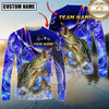Maxcorners Fishing Ocean Splash Design Sun Protection Personalized Name, Team Name Long Sleeve Shirt